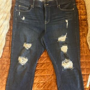 Torrid Distressed Bombshell skinny capri jeans